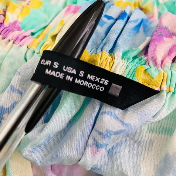 Zara Colorful Multicolor Artsy Abstract Bohemian Print Women's S Crop Top - Picture 9 of 9